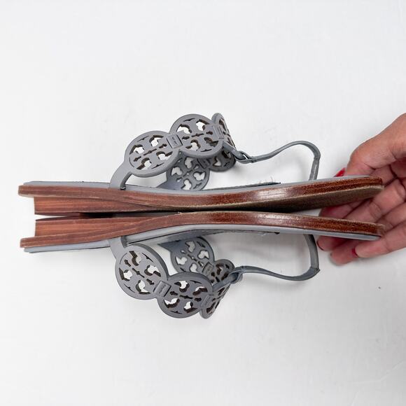 Tory Burch Blue Tiny Miller Square Toe Sandals 7 - Picture 8 of 8